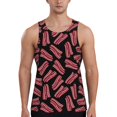 Workout Tank Tops for Men Bacon Print Black Sleeveless Quick Dry