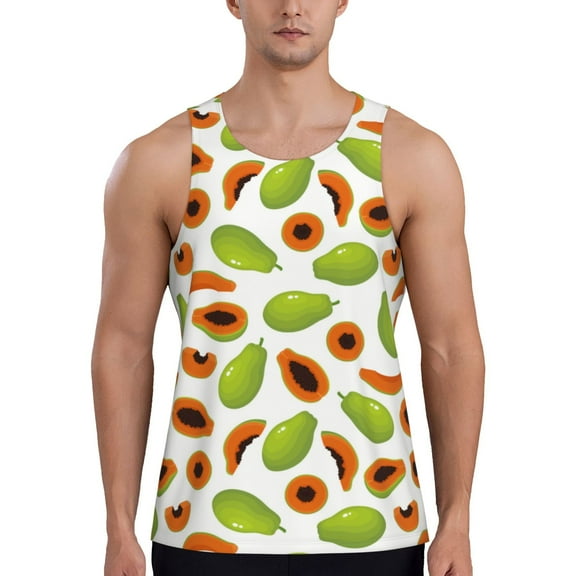 Workout Tank Tops for Men - Cartoon Papaya Quick Dry Sleeveless Muscle Shirts for Men with Running
