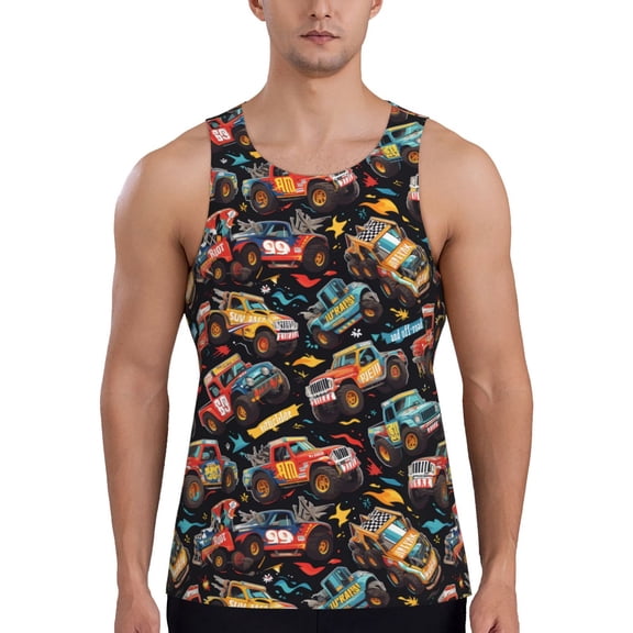 Workout Tank Tops for Men - Colorful Off Road Racing Quick Dry Sleeveless Muscle Shirts for Men with Running