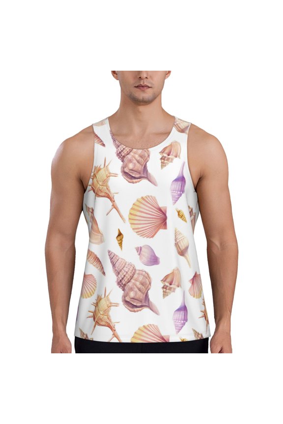 Workout Tank Tops for Men - Conch Shell No.J913 Quick Dry Sleeveless Muscle Shirts for Men with Running