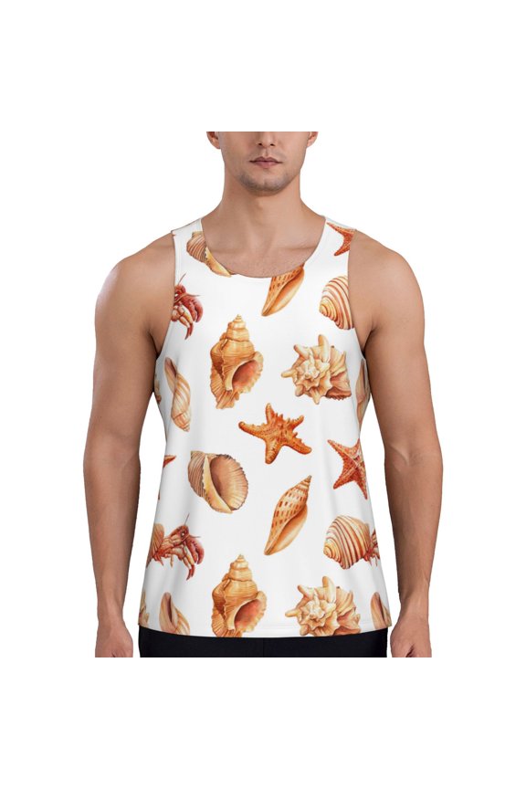 Workout Tank Tops for Men - Conch Shell No.J926 Quick Dry Sleeveless Muscle Shirts for Men with Running