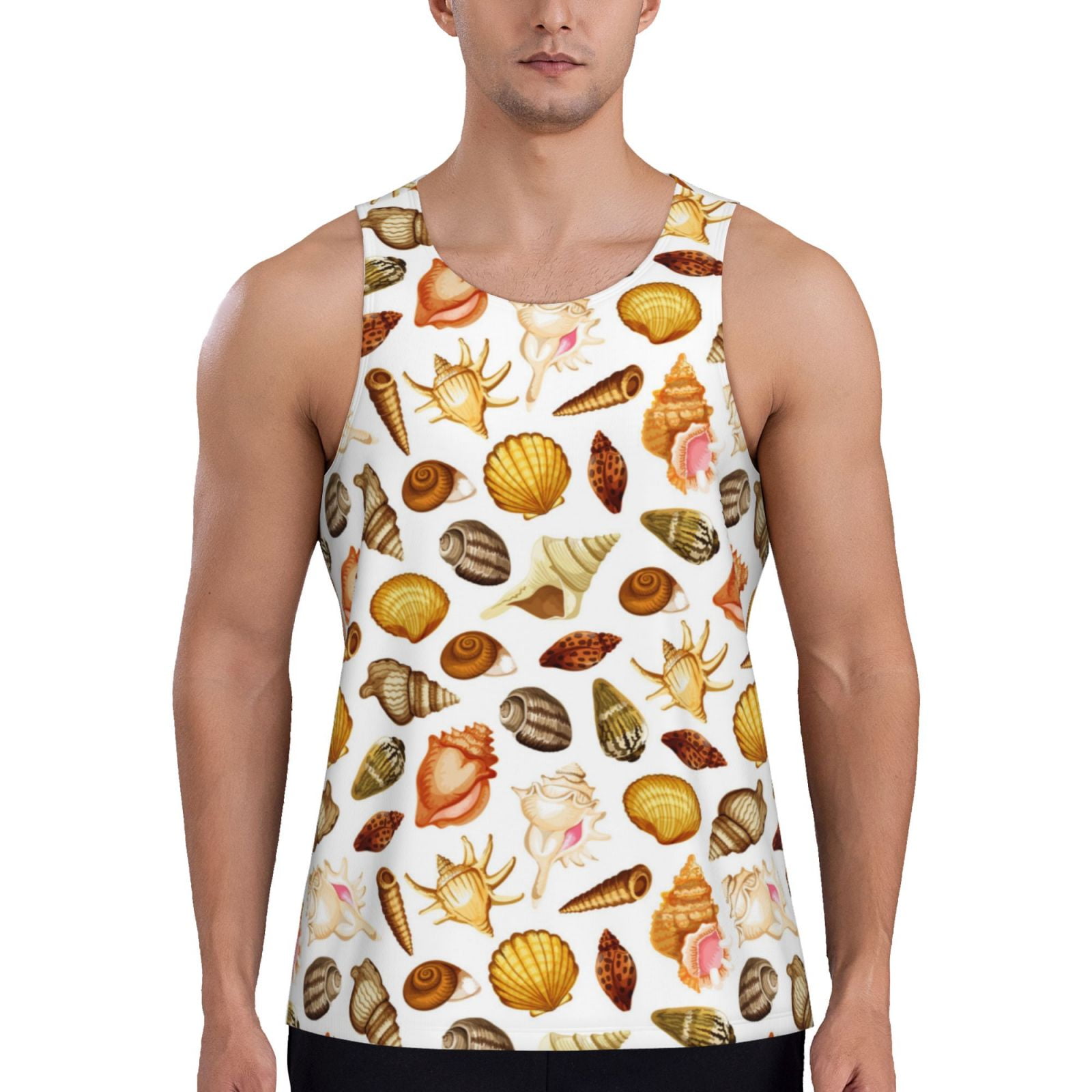 Workout Tank Tops for Men - Conch Shells Print No.9029 Quick Dry Muscle ...