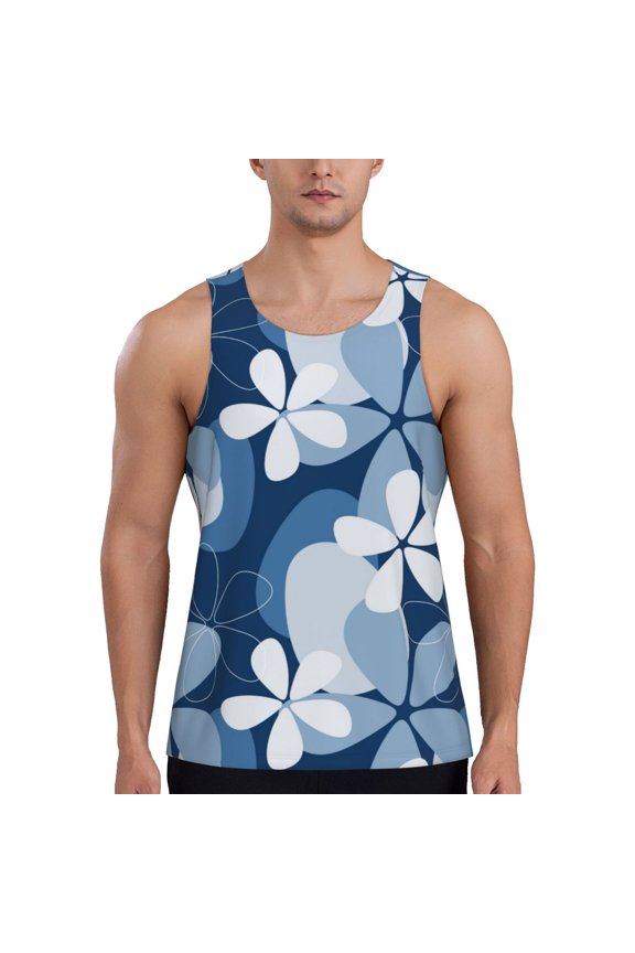 Workout Tank Tops for Men - Flower Print D Quick Dry Sleeveless Muscle Shirts for Men with Running