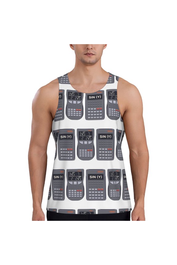 Workout Tank Tops for Men - Math Calculator Equation Prin Quick Dry Sleeveless Muscle Shirts for Men with Running