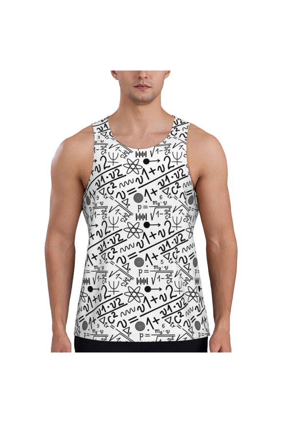 Workout Tank Tops for Men - Math Equation Formula Quick Dry Sleeveless Muscle Shirts for Men with Running