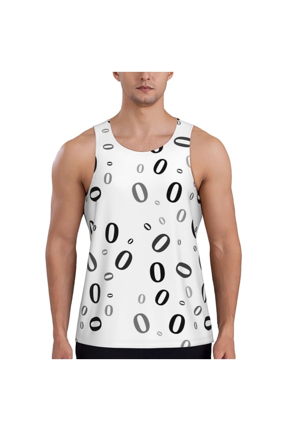 Workout Tank Tops for Men - Math Number 0 Print Quick Dry Sleeveless Muscle Shirts for Men with Running