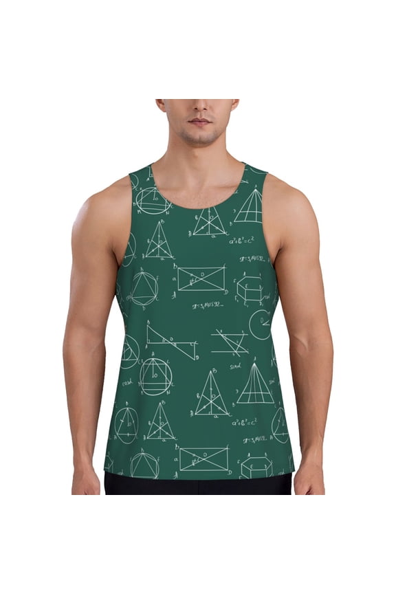 Workout Tank Tops for Men - Math Print Equation Quick Dry Sleeveless Muscle Shirts for Men with Running