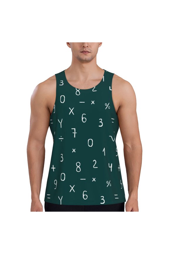 Workout Tank Tops for Men - Math Print Funny Quick Dry Sleeveless Muscle Shirts for Men with Running