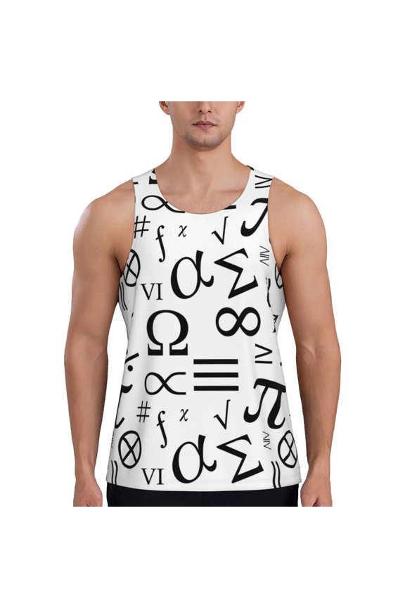 Workout Tank Tops for Men - Math Symbol Print Funny Quick Dry Sleeveless Muscle Shirts for Men with Running