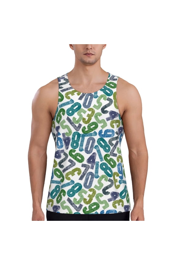 Workout Tank Tops for Men - Numbers Math Seal Quick Dry Sleeveless Muscle Shirts for Men with Running