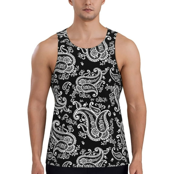 Workout Tank Tops for Men - Paisley Pattern No.90122 Quick Dry Sleeveless Muscle Shirts for Men with Running