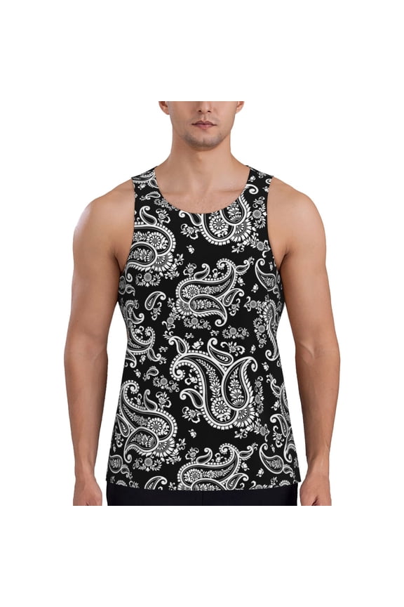 Workout Tank Tops for Men - Paisley Pattern No.90122 Quick Dry Sleeveless Muscle Shirts for Men with Running
