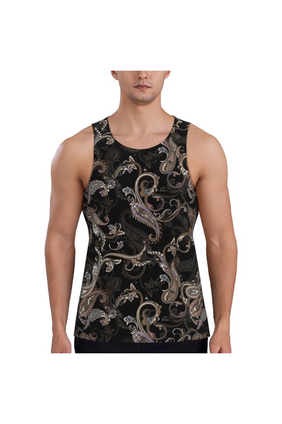 Workout Tank Tops for Men - Paisley Pattern No.9072 Quick Dry Sleeveless Muscle Shirts for Men with Running