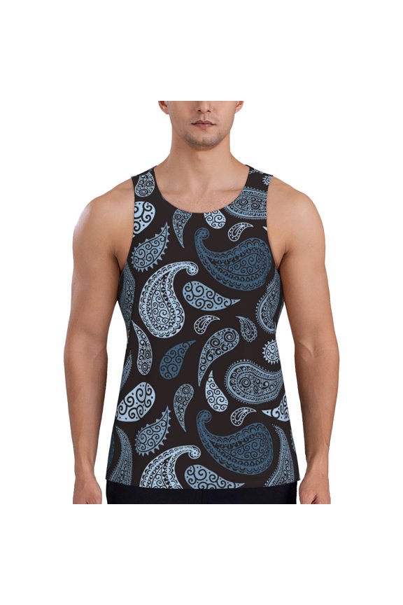 Workout Tank Tops for Men - Paisley Pattern No.9073 Quick Dry Sleeveless Muscle Shirts for Men with Running