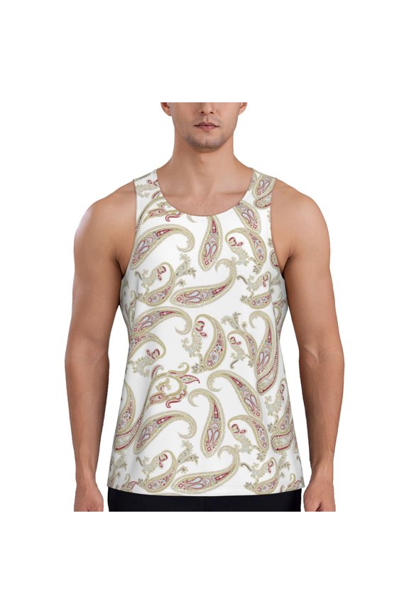 Workout Tank Tops for Men - Paisley Pattern No.9079 Quick Dry Sleeveless Muscle Shirts for Men with Running