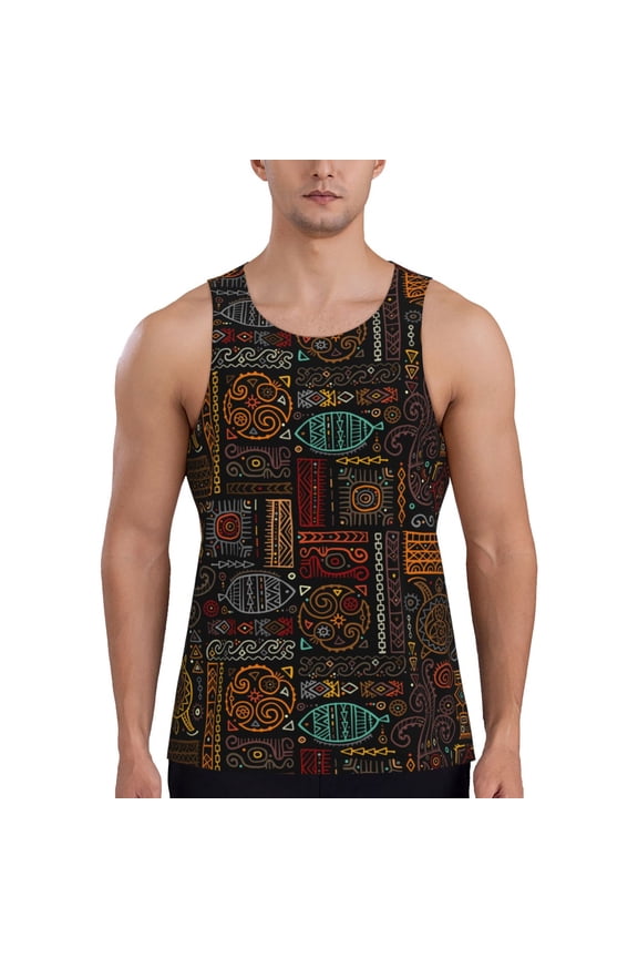 Workout Tank Tops for Men - Polynesian Turtles Quick Dry Sleeveless Muscle Shirts for Men with Running