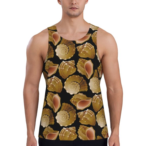 Workout Tank Tops for Men - Sea Shells Quick Dry Sleeveless Muscle Shirts for Men with Running