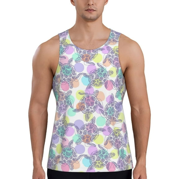 Workout Tank Tops for Men - Sea Turtles Quick Dry Sleeveless Muscle Shirts for Men with Running