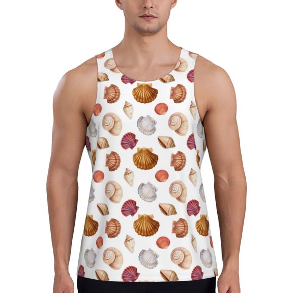 Workout Tank Tops for Men - Shell Conch Quick Dry Sleeveless Muscle Shirts for Men with Running