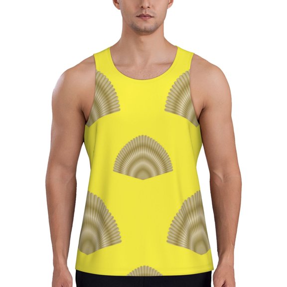 Workout Tank Tops for Men - Shells Yellow Quick Dry Sleeveless Muscle Shirts for Men with Running