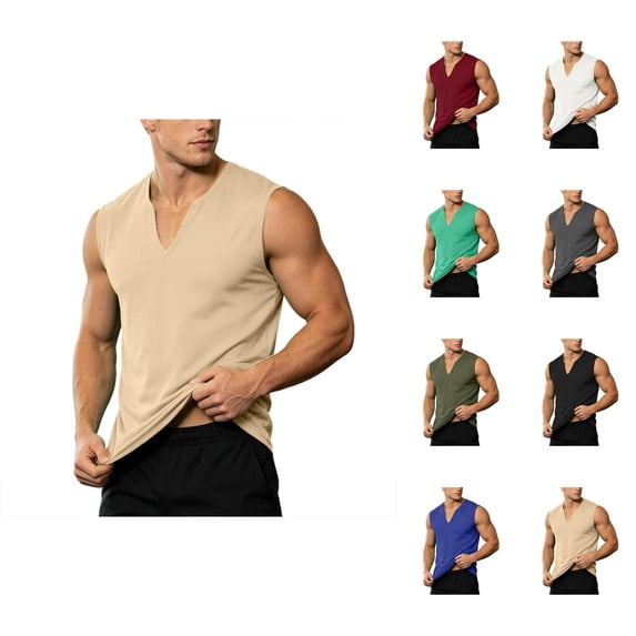 Workout Tank Tops for Men Summer Casual Breathable V Neck Sleeveless Muscle T Shirts Athletic Gym Tanks