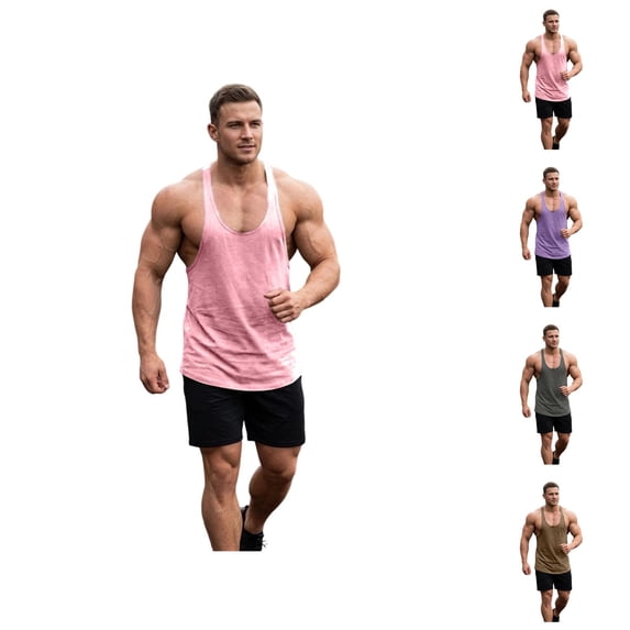 Workout Tank Tops for Men Summer Lightweight Loose Scoop Neck Racerback Sleeveless Muscle Shirts Bodybuilding Gym Tanks