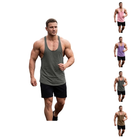 Workout Tank Tops for Men Summer Lightweight Loose Scoop Neck Racerback Sleeveless Muscle Shirts Bodybuilding Gym Tanks