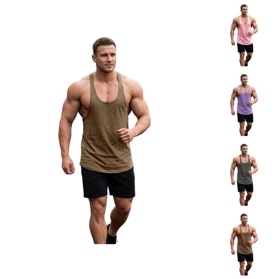 Workout Tank Tops for Men Summer Lightweight Loose Scoop Neck Racerback Sleeveless Muscle Shirts Bodybuilding Gym Tanks