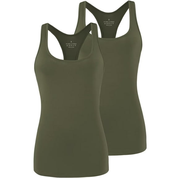 Workout Tank Tops for Women Athletic Yoga Tops Racerback Tanks Gym Exercise Shirts Activewear 2 Pack Olive S