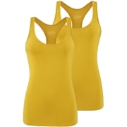 Workout Tank Tops for Women Athletic Yoga Tops Racerback Tanks Gym Exercise Shirts Activewear 2 Pack Yellow S