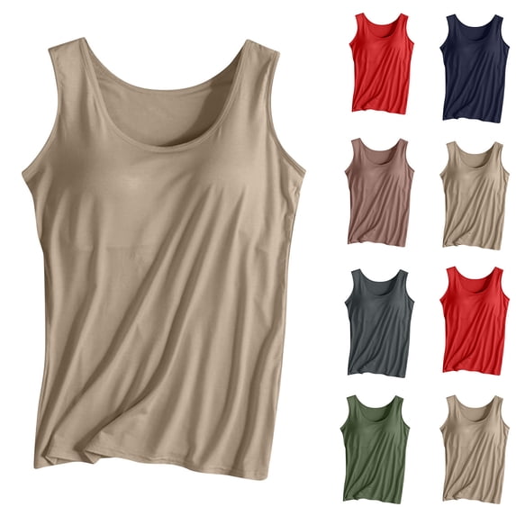 Workout Tank Tops for Women Ladies Camisole With Chest Pad No Steel Rings Bottom Underwear Yoga Sports Tank Dark Gray L