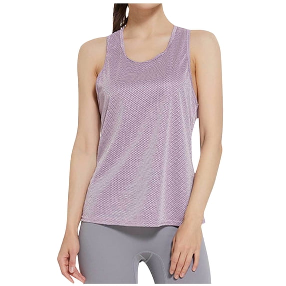 Workout Tank Tops for Women Quick Dry Sleeveless Loose Fit Ribbed Athletic Running Shirts