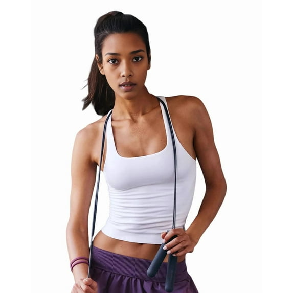 Workout Tank Tops for Women Square Neck Sleeveless Camisole Seamless Racerback Gym Athletic Yoga Shirts White XS