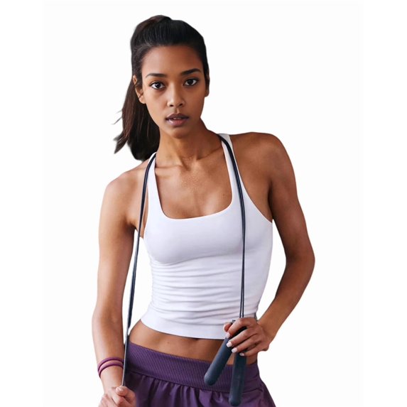 Workout Tank Tops for Women Square Neck Sleeveless Camisole Tops Seamless Racerback Gym Athletic Yoga Shirts White L