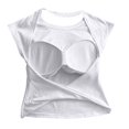 thumbnail image 1 of Workout Tops for Women Cap Sleeve Open Back Cutout Cropped Slim Fit Tees Cross Wrap Hem with Built-in Support Bra Shirts Gym Fitness Daily Summer Streetwear Outfits White XL, 1 of 8