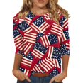 thumbnail image 1 of Workout Tops For Women, Casual 3/4 Length Sleeve 4Th Of July Collar Pullover Top Red White And Royal Blue T Shirt Tops Women Workout Sweatshirt Crop Tops (3XL, Black) ZMTing, 1 of 4