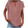thumbnail image 1 of Workout Tops For Women, Casual Colors V Neck Short Sleeve Shirt T Top Summer Tops Shirt T Women Short Yoga Tops Woman Womens Spring White Crop Tops One Shoulder Tank Tops (S, Pink) ZMTing, 1 of 4