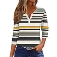 Workout Tops for Women Fall Color Block Striped TShirts 3/4 Length