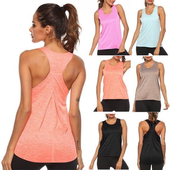 Workout Tops for Women Racerback Sleeveless Athletic Tank Tops Open Back Undershirt Yoga Running Shirts for Women Lightweight Racerback Breathable Tee (B,M)