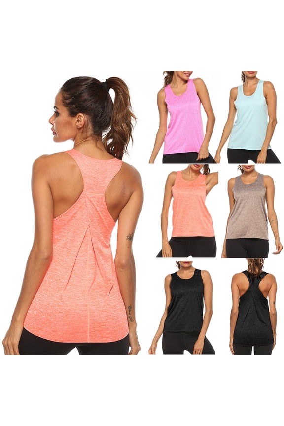 Workout Tops for Women Racerback Sleeveless Athletic Tank Tops Open Back Undershirt Yoga Running Shirts for Women Lightweight Racerback Breathable Tee (B,M)