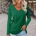 thumbnail image 1 of Workout Tops for Women Viikei Womens Tops Plus Size,Womens Tops Clearance under $5 Fall Fashion,Women's Fashion Casual V-neck Long Sleeve T-Shirts Solid Color Basic Tops Tees Blouses Green L, 1 of 5