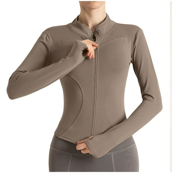 Workout Tops,Women's Yoga Activewear Lightweight Zipper Front Sports Tops Long Sleeve Sports Cropped Tops,Athletic Running Jackets(Size:L)
