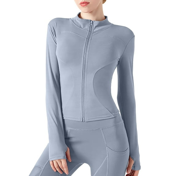 Workout Tops,Women's Yoga Activewear Lightweight Zipper Front Sports Tops Long Sleeve Sports Cropped Tops,Athletic Running Jackets(Size:M)