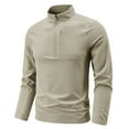 thumbnail image 1 of Workout Tops for Men Fall Winter Casual 1/4 Zip Pullover Long Sleeve Moisture Wicking Quick Dry Athletic Tee Shirts (2XL, Khaki), 1 of 6