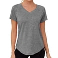 thumbnail image 1 of Workout Tops for Women Athletic Raglan T-Shirt Quick Dry Cuffed Hem Slim Fit V-Neck Gym Shirts, 1 of 8