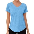 thumbnail image 1 of Workout Tops for Women Athletic Raglan T-Shirt Quick Dry Cuffed Hem Slim Fit V-Neck Gym Shirts, 1 of 8
