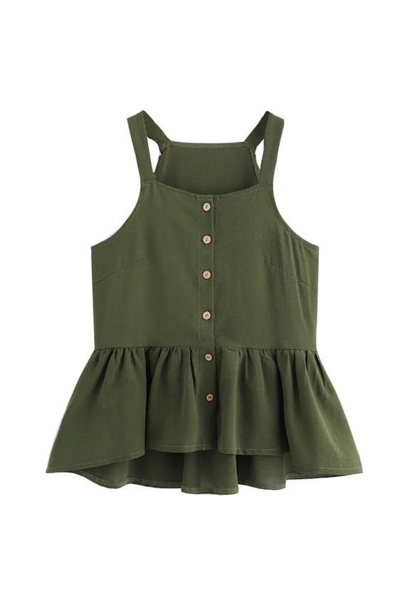 Workout Tops for Women Camisole Hem Crop Ruffle Sleeveless Blouse Undershirt