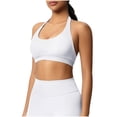 thumbnail image 1 of Workout Tops for Women Halter Crop Open Back Sports Bras Gym Yoga Tops Seamless Breathable Stretch Tee,Size L, 1 of 9
