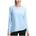 thumbnail image 1 of Workout Tops for Women Long Sleeve Quick Drying Lightweight Breathable Gym Yoga Clothes Crewneck Sportswear (XL, Sky Blue), 1 of 2