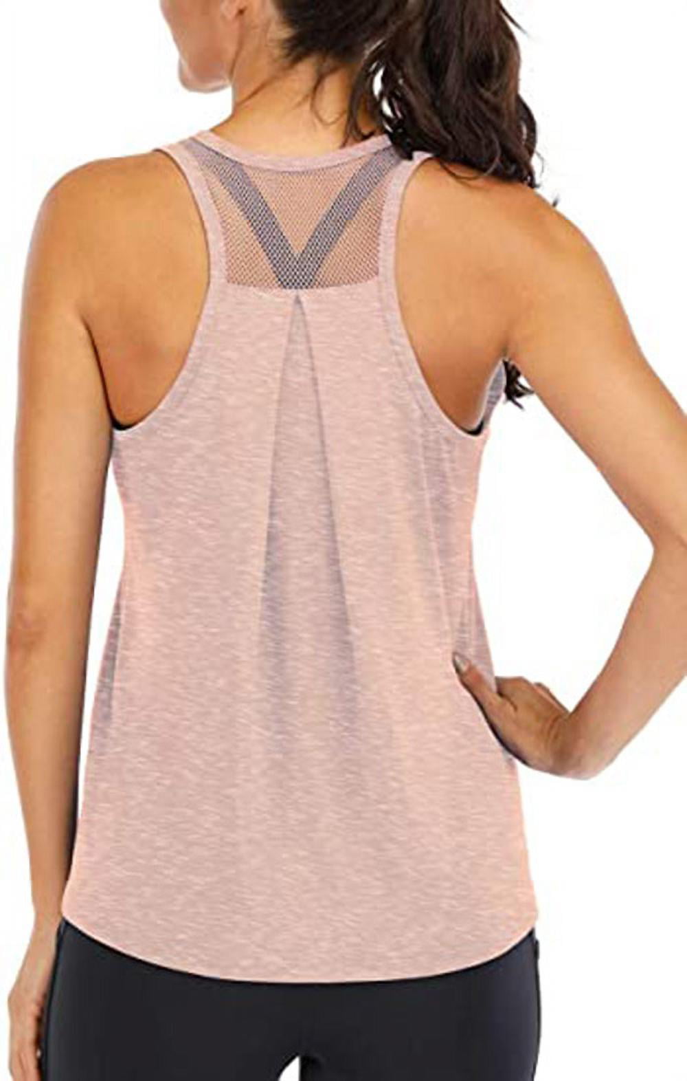 Workout Tops for Women Loose fit Racerback Tank Tops for Women Mesh  Backless Muscle Tank Running Tank Tops Light Blue S 